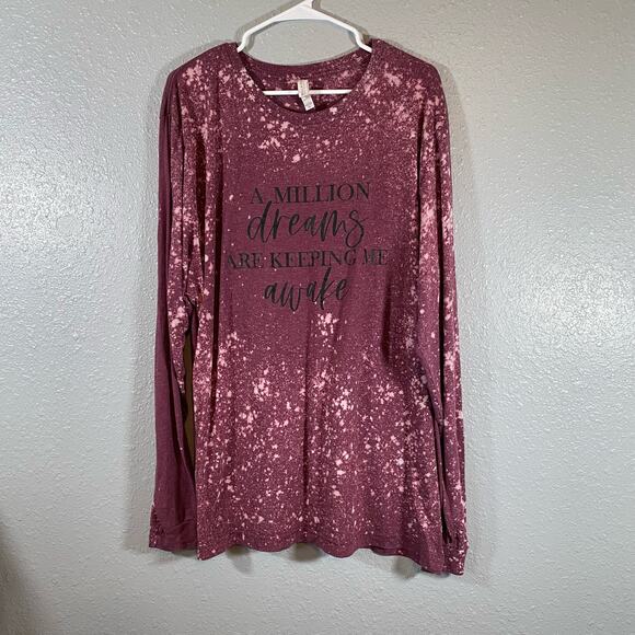 Bella Canvas Tops - Bella Canvas 3XL Purple Bleach Long Sleeve Greatest Showman Crew Neck Graphic